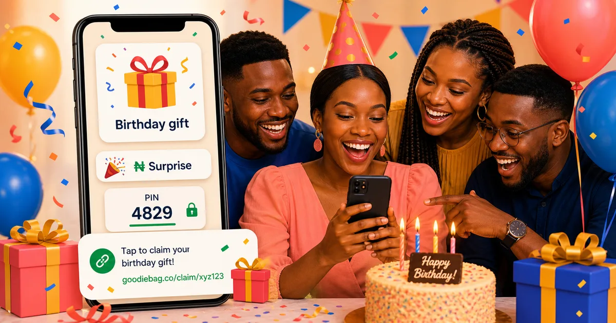 Goodiebag blog image for The Best Birthday Money Gift Ideas for Nigerian Friends and Family, showing Nigerian social gifting and Naira claim context.