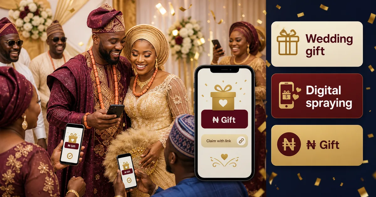 Goodiebag blog image for Best Ways to Gift Money at a Nigerian Wedding in 2026, showing Nigerian social gifting and Naira claim context.