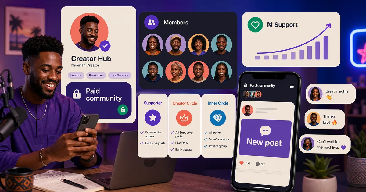 Goodiebag blog image for How to Build a Paid Community as a Nigerian Creator, showing Nigerian social gifting and Naira claim context.