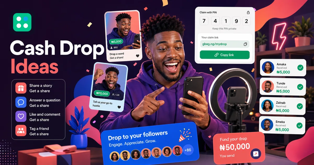 Goodiebag blog image for Cash Giveaway Ideas for Instagram and TikTok in Nigeria, showing Nigerian social gifting and Naira claim context.