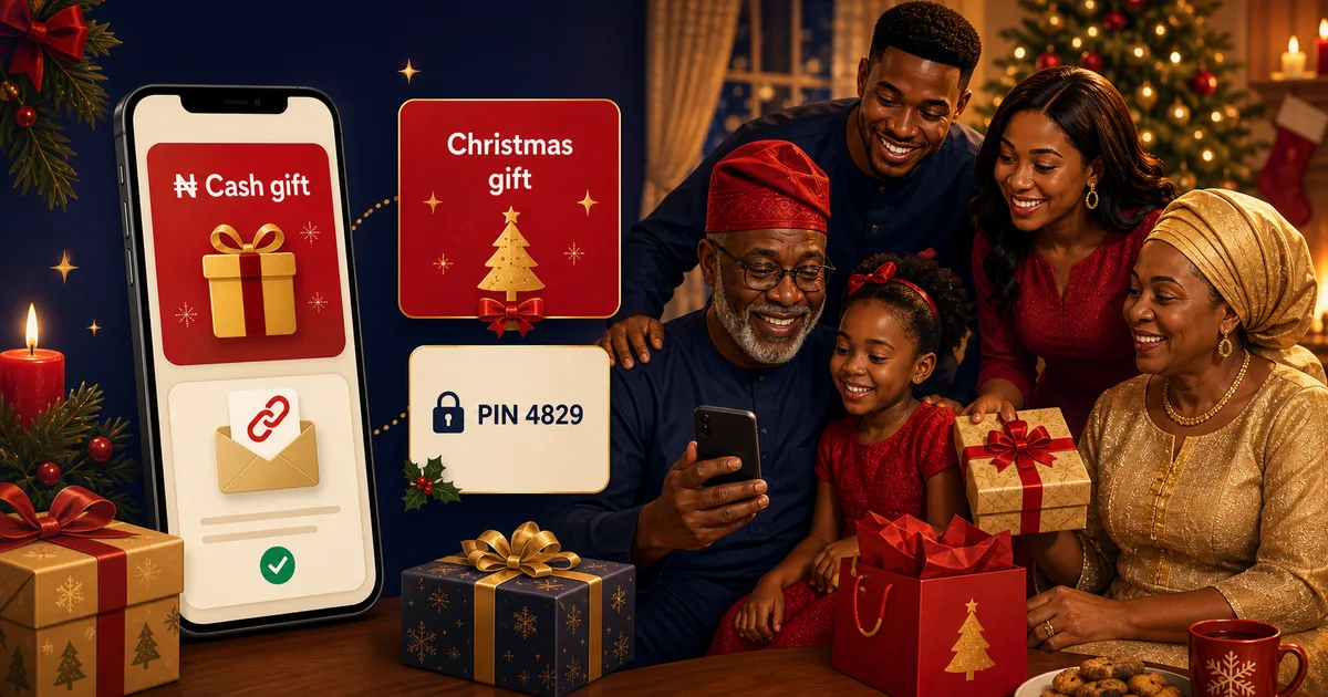 Goodiebag blog image for Christmas Cash Gift Guide for Nigeria 2026, showing Nigerian social gifting and Naira claim context.