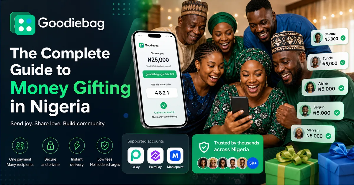 Goodiebag blog image for The Complete Guide to Money Gifting in Nigeria, showing Nigerian social gifting and Naira claim context.