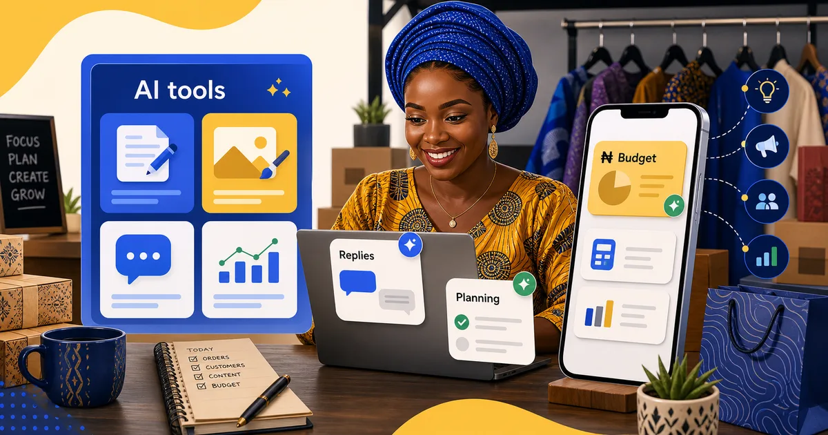 Goodiebag blog image for 10 Free AI Tools Every Nigerian Small Business Owner Should Use, showing Nigerian social gifting and Naira claim context.
