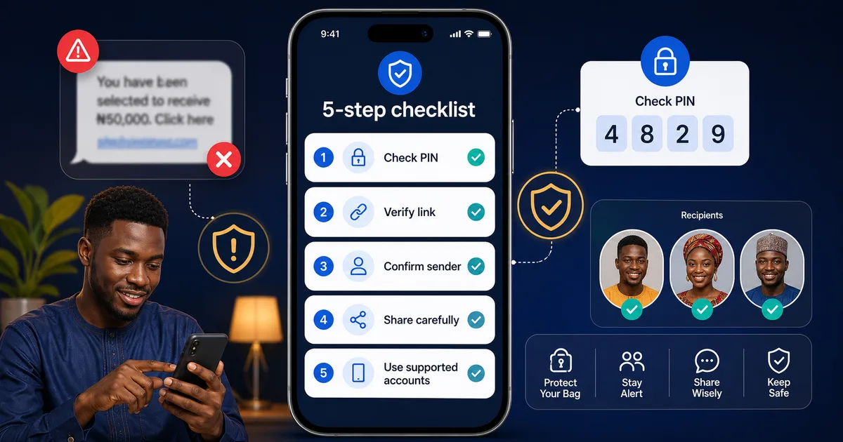 Goodiebag blog image for How to Protect Your Goodiebag From Fraud: The 5-Step Checklist, showing Nigerian social gifting and Naira claim context.
